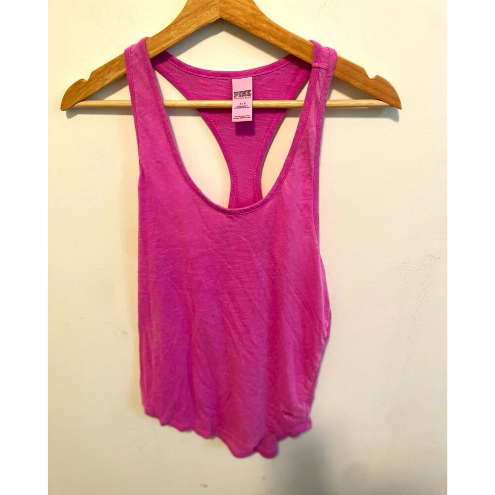 PINK Women’s Pink Solid Scoop Neck Racerback Tank Top Size S